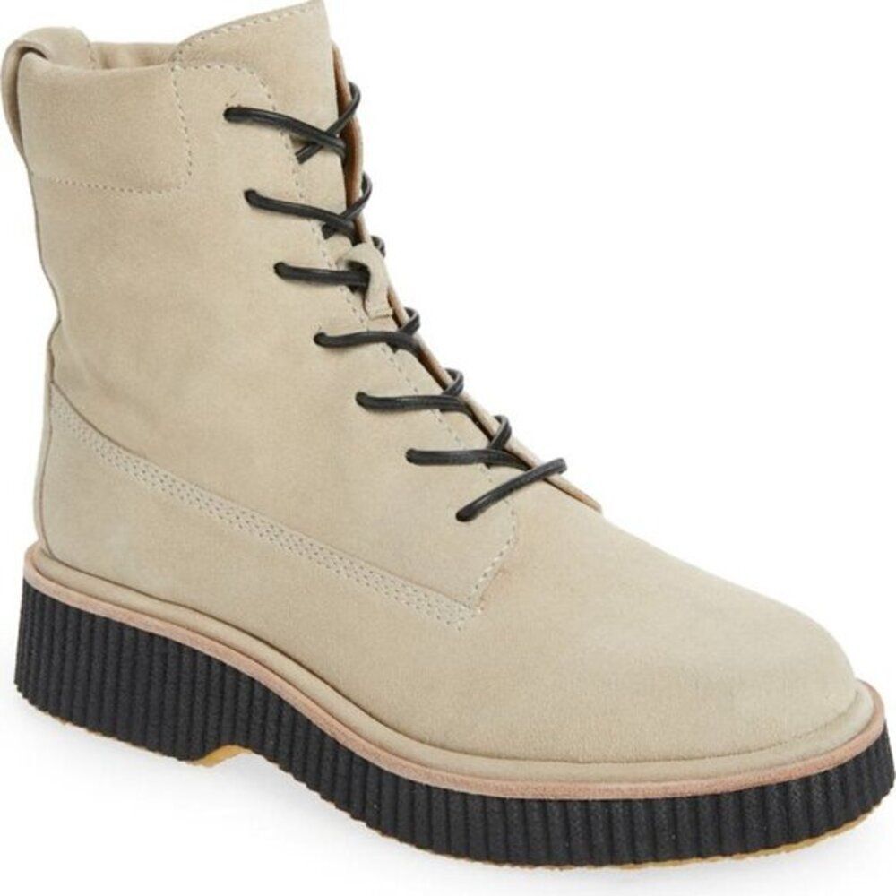 Rag & Bone Women Smooth Leather Boot Combat Lace Up Shoes Cream Size 6.5 $550